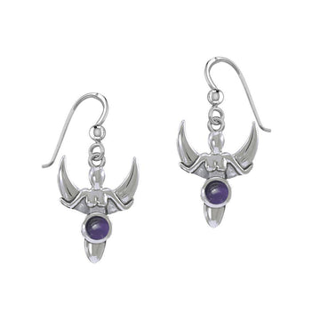 Goddess with Crescent Moon Silver Earrings with Gemstone TER1829 - Jewelry